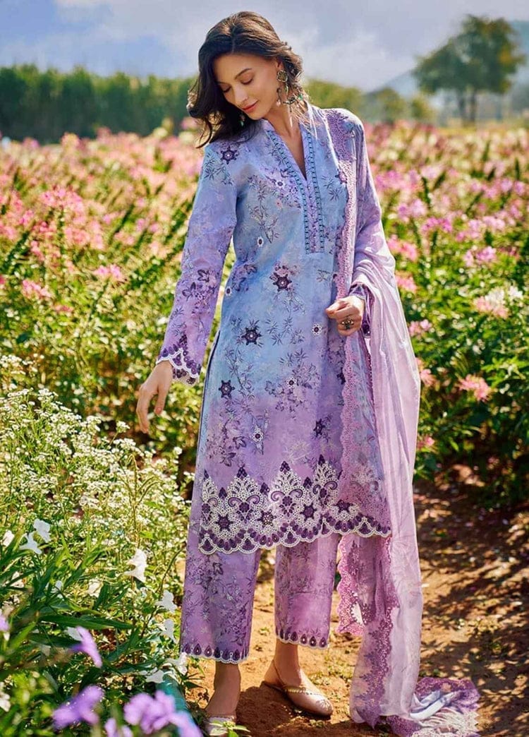 Alessia Purple Digital Pure Lawn Embroidery Chikankari Dress