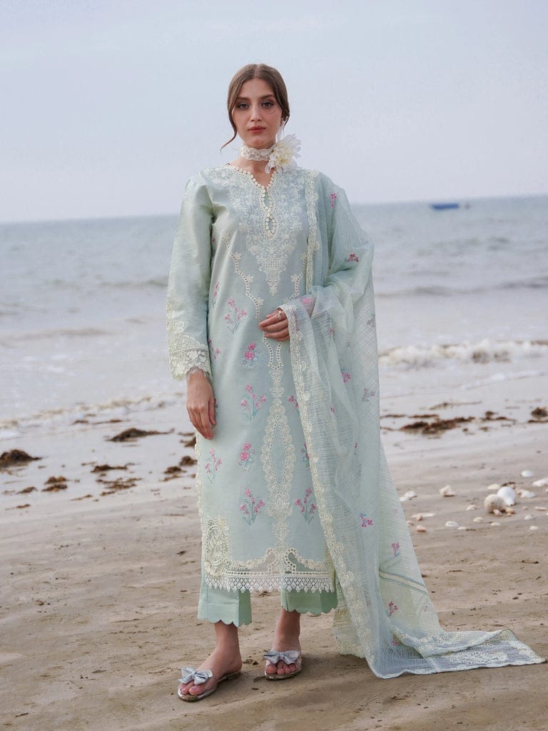 AAbyan Green Chikankari Lawn Embroidery Dress 3pc