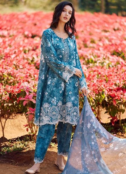 Alessia Digital Zink Pure Lawn Embroidery Chikankari Dress