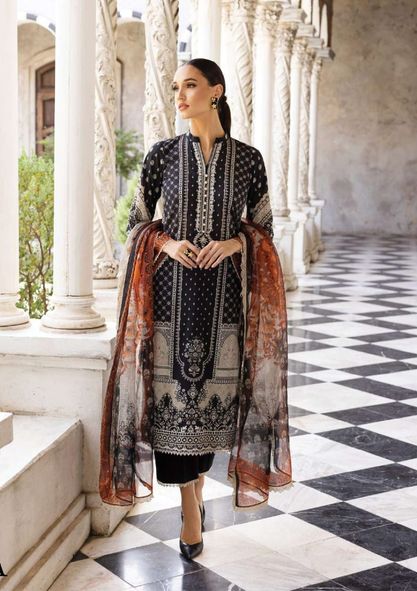 Zainab Chottani Black Pure Lawn New Arrival Embroidery 3pc