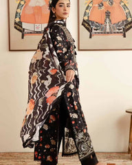 Afrozeh Black New Arrival Print Embroidery Dress 3pc