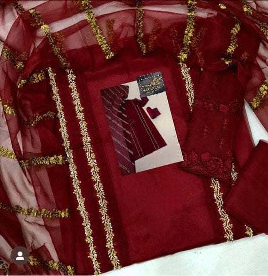 Agha Noor Maroon Formal Collection Hand Work