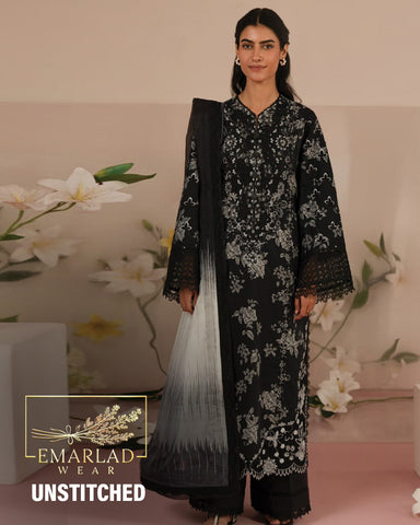Afrozeh Lupine | Black - Lawn Collection 2025