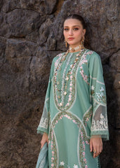 Crimson Green Heavy Embroidery Chikankari Lawn Dress