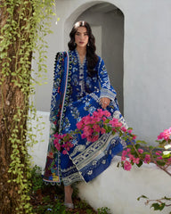 Faiza Saqlain Blue Embroidery Chikankari Lawn Dress