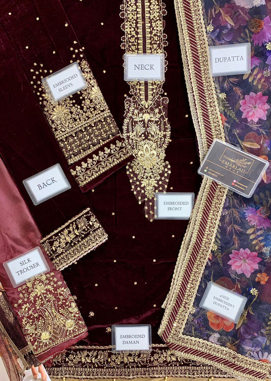 Jazmin Maroon Formal Collection Velvet Formal Collection