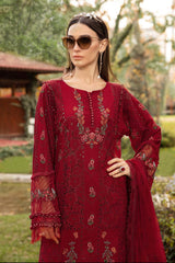 Maria B Red Luxury Lawn Emb Chikankari