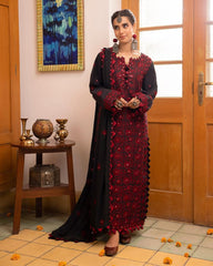 Asim Jofa black & Red Chiffon Dress 3pc