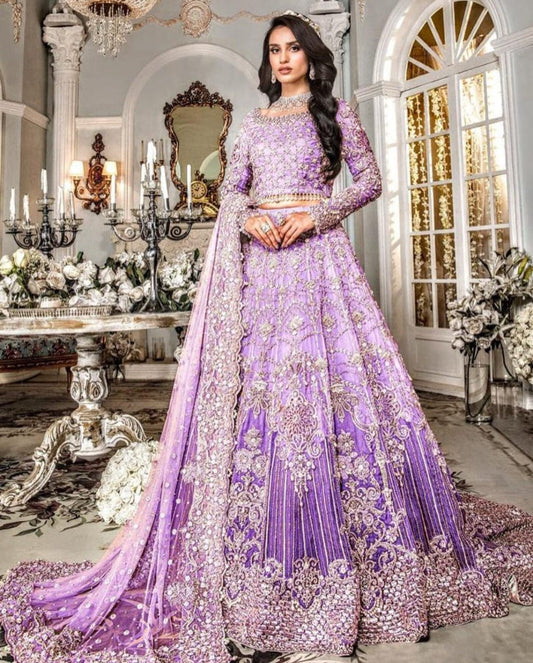 Maria B Purple Bridal Net Maxi