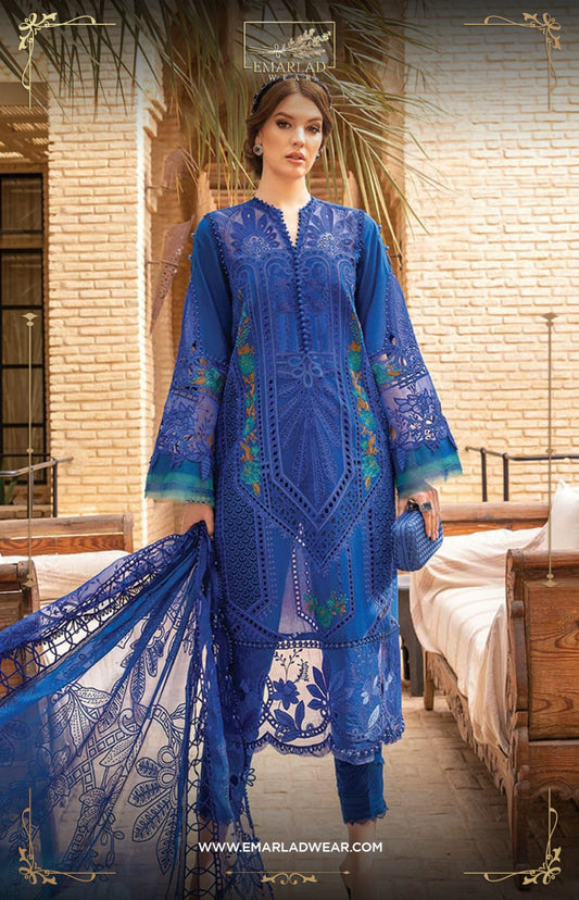 Maria B Blue Chikankari Lawn Embroidery New Arrival 3pc