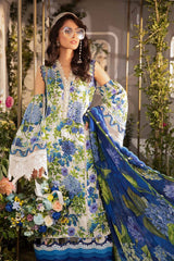 Maria B White & Blue Digital Emb New Arrival Lawn 3pc