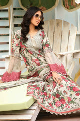 Maria B Beige Flower Print New Arrival Embrodery Dress 3pc