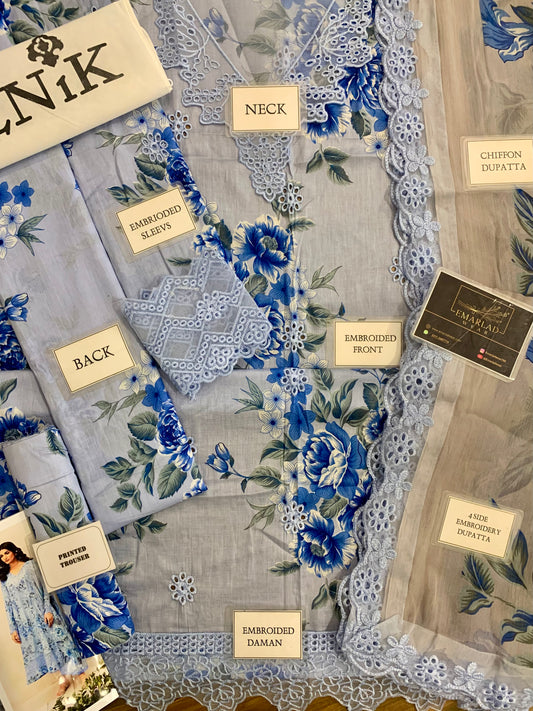 Iznik | Light Blue - Printed Lawn Chikankari Collection