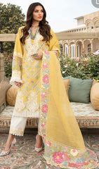 Crimson Luxury Lawn Chikankari Yellow