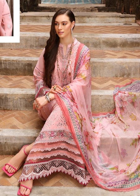 Sadia noor pink shiffle Chikankari dress
