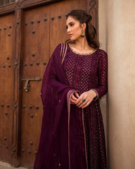 Faiza Saqlain Purple Formal Collection Chiffon dress