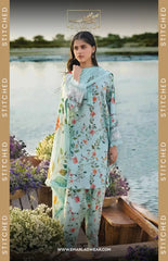 Maria B Sky Blue Digital Print Pure Lawn Summer Collection