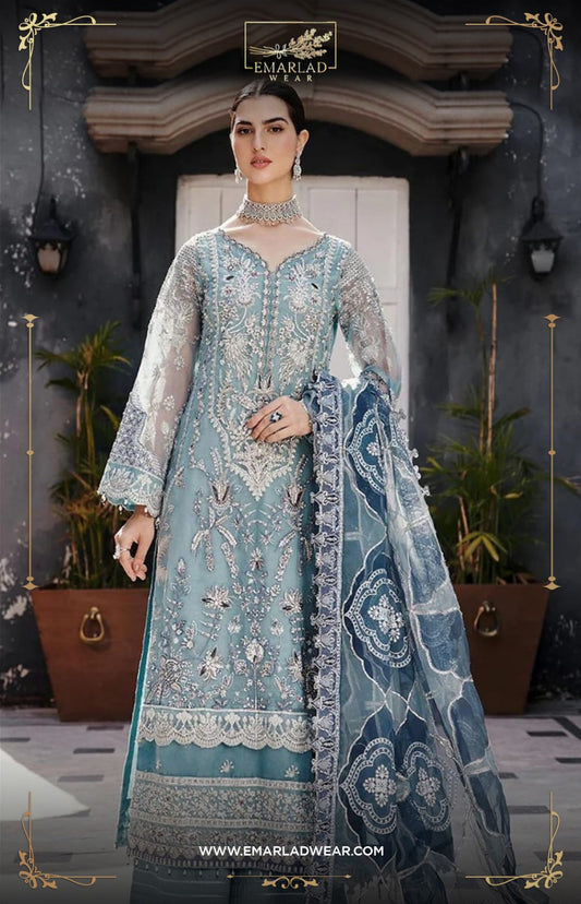 Eman Adeel Green Organza Dress Hand Work Wedding Collection