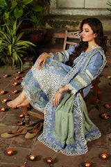 Elaf Sky Blue Luxury Lawn Chikankari Emb Dress