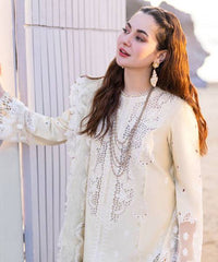 Qalamkar White Luxury Lawn ChikenKari Collection