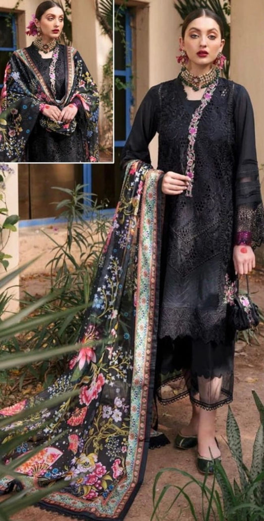 Mehru Black Embroidery Dress Chikankari