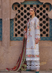 Anus Abrar Gray Lawn Full Embroidery Dress 3pc