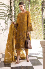 Maria B Mustard Pure Lawn Chikankari Embroidery Dress