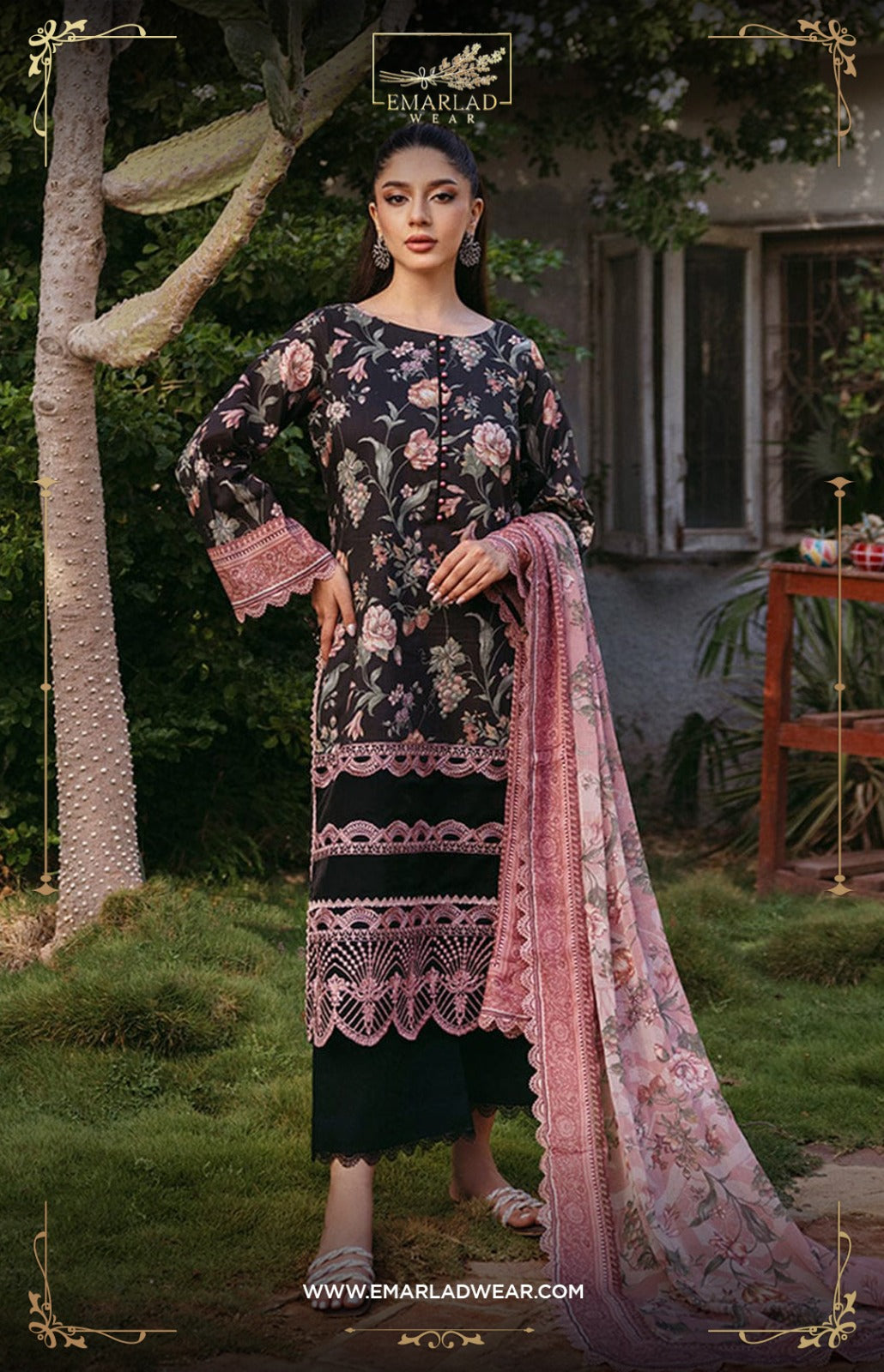 Zainab Chottani Black Pure Lawn Embroidery Collection 3pc