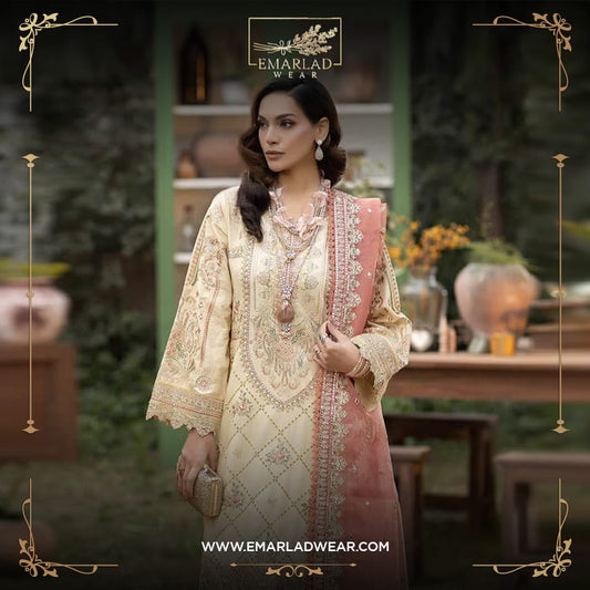 Imrozia Cream Chikankari Lawn Embroidery Dress New Aarrival