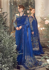 MARIA B SAREE BLUE MBROIDERED WEDDING COLLECTION