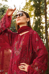 Maria B Red Luxury Lawn Emb Chikankari Luxury Collection