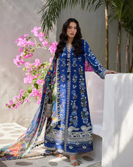 Faiza Saqlain Blue Embroidery Chikankari Lawn Dress