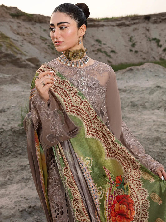 Bin Ilyas Brown Embroidery Luxury Lawn Collection 3pc