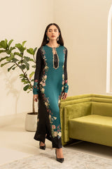 Lulusar Black & Green Silk Hand Work Party Wear Collection 3pc