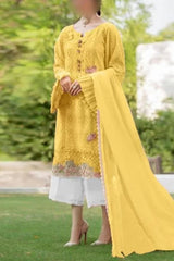 Zarqash Yellow Chikankari Embroidery Dress