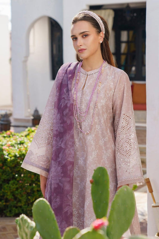 Baroque T Pink Pure Lawn Embroidery Shifle Chikankari Dress 3pc