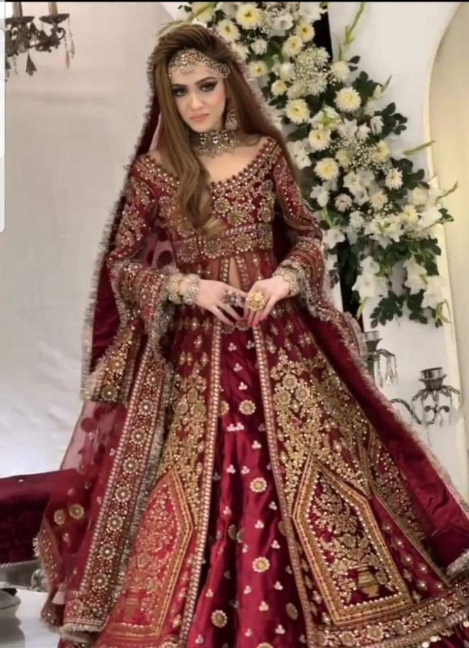 Kashees Net Bridal Maxi Maroon Wedding Collection