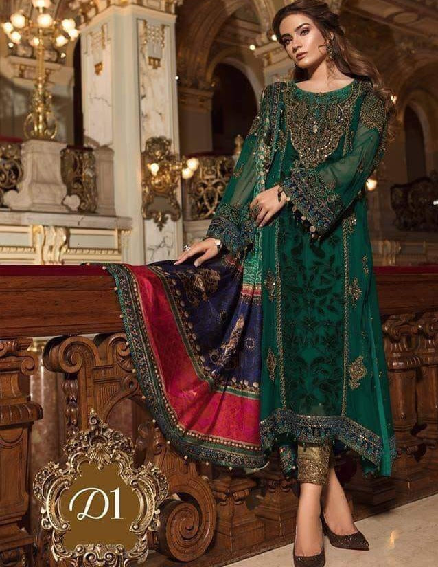 M.B FORMAL CHIFFON COLLECTION EMBROIDERED DRESS