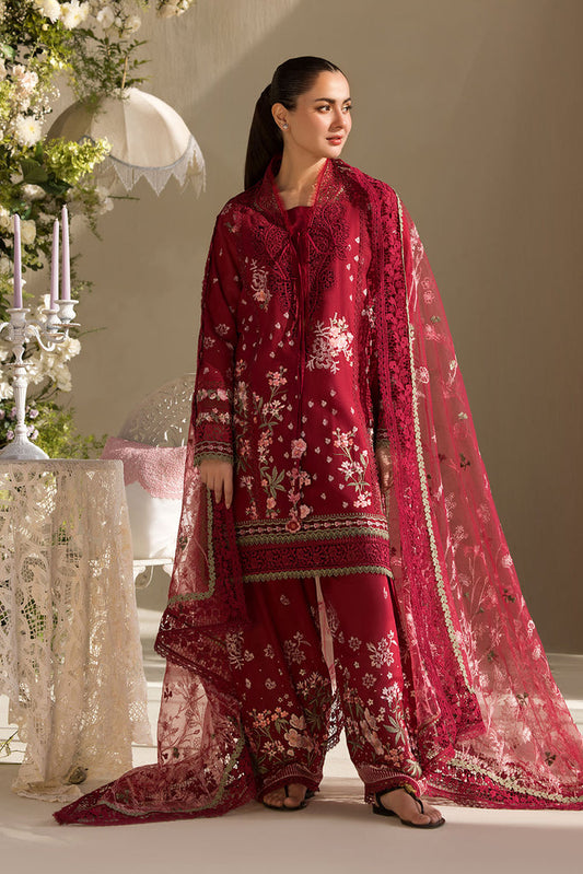 Sobia Nazir 14A Unstiched 3 Pcs | Maroon - Premium Lawn Chikankari Luxury Collection