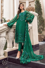 M.B GREEN CHIFFON EMBROIDERY COLLECTION 4PC