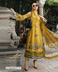 Maria B Yellow Butterfly Lawn Chiffon Dupatta