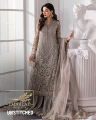 Maria B BD-3006 | Steel Grey - Chiffon Collection