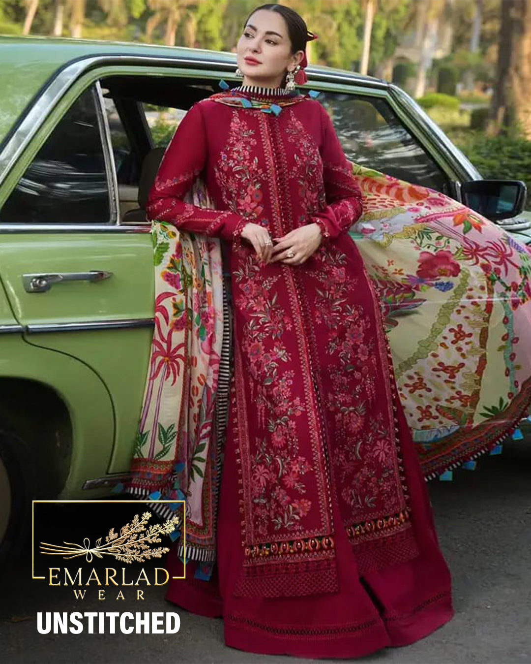 Hussain Rehar | Maroon - Luxury Lawn Collection