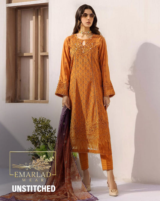 Adan Libas | Rust - Lawn Chikankari Collection