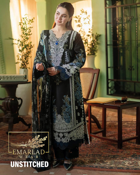Qalamkar | Black (MR) - Cotton Chikankari Collection