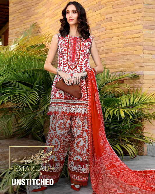 Maria B MPT-2504-C | White & Red - Printed Lawn Collection