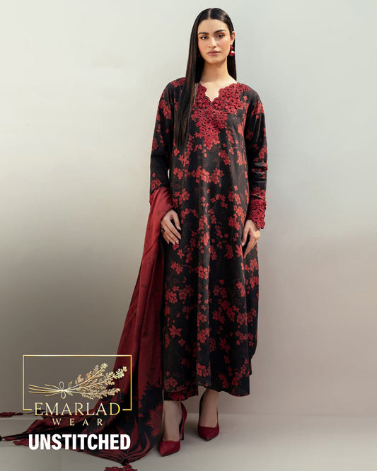 Baroque |  Black & Red - Lawn & Chiffon Embroidered Dupatta Collection 2025
