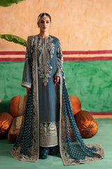 Afrozeh Amal blue chiffon embroidered dress