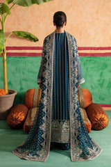 Afrozeh Amal blue chiffon embroidered dress