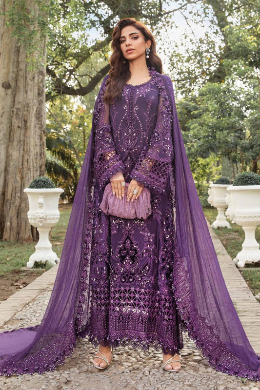 Maria B Embroidered purple hr 3PC  Suit